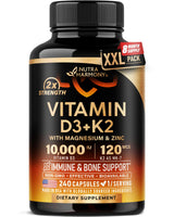 Vitamin D3 K2 MK-7 Complex – Mindful Morning Wellness Ritual, 10,000 IU Bone and Immune Support