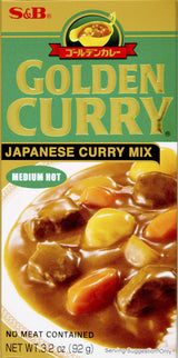 S&B Golden Curry Japanese Curry Mix, Medium Hot, 3.2 oz – Non-GMO Vegetarian Curry for Clean-Eating Lifestyles