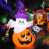 COMIN 5FT Halloween Inflatable Pumpkin Ghost Cat – Modern Halloween Living Room Accent with Warm Glow for Cozy Home Seasonal Styling