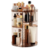 LuxeVue 360° Skincare Carousel – Sophisticated Clear Coffee Finish for an Elevated Vanity Aesthetic, 9 Compartments