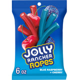 JOLLY RANCHER Ropes Blue Raspberry and Cherry Flavored Candy for Kids Trick-or-Treat Bowl Filler, 6 oz Resealable Bag