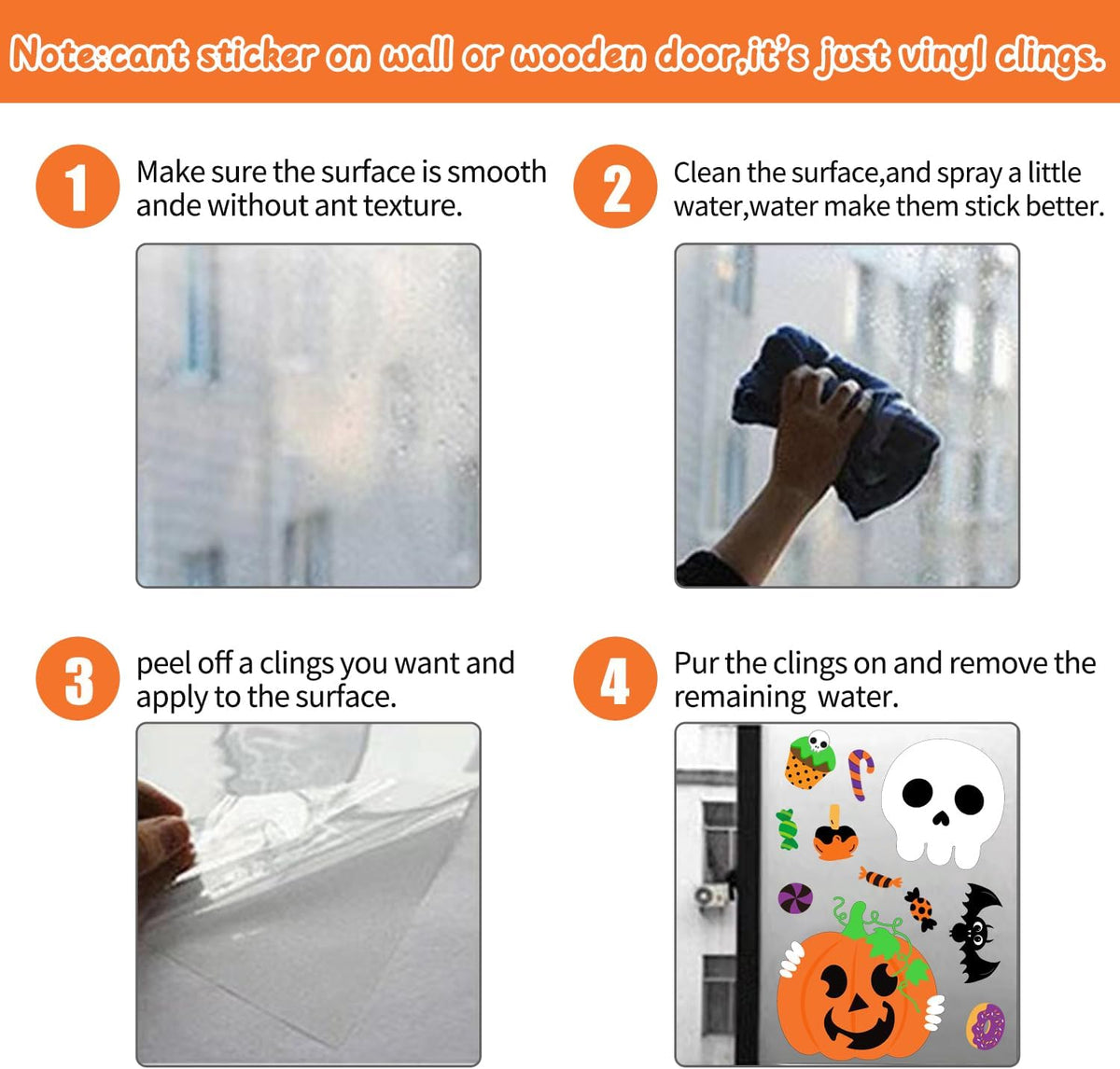 Renter-Safe Halloween Decorations for Windows - No Glue Static Cling Pumpkin Ghost Decals, No Deposit Worries No Wall Damage