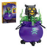 Brickcraft Halloween Cat Brick Kit – Living Room Display Accent, 5-Inch Spooky Figure with Customizable Tail Stance