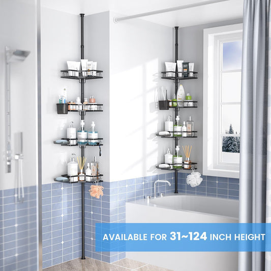 adjustable height range of 31 to 124 inches via strong tension spring