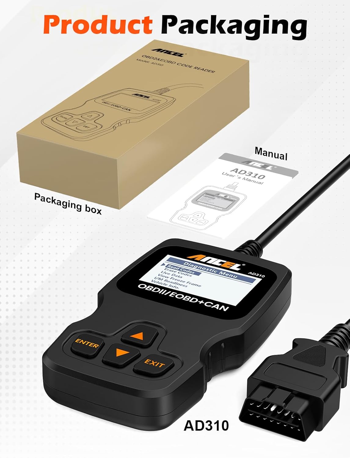 ANCEL AD310 Enhanced OBDII Scan Tool – Drive Safely by Detecting Check Engine Light Causes Before Breakdowns
