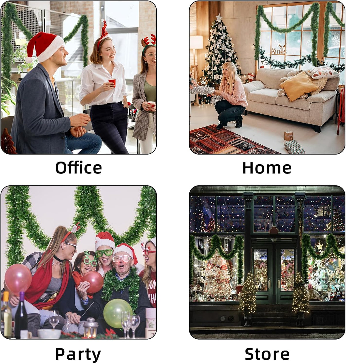 Xams Tinsel Garland – Holiday Housewarming Gift for a Living Room, Entryway, Mantel, or Staircase