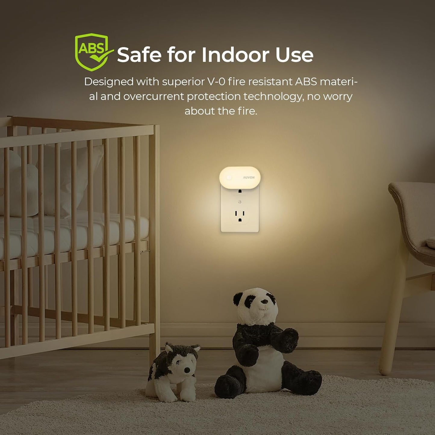 AUVON Baby Safe Night Light – Cool to Touch LED Plug in with Dusk to Dawn Sensor for Toddler Room, Nursery and Hallway