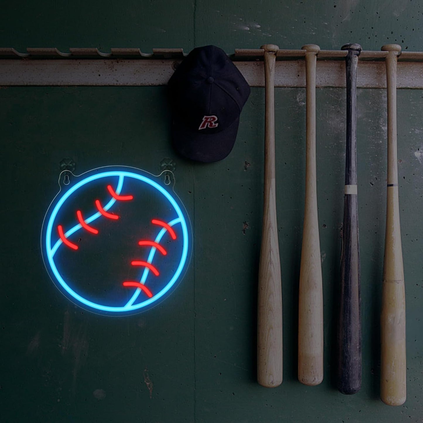Baseball Neon Sign - LED Wall Decor for Bedroom Living Room & Game Room, Dimmable Accent Light with USB Power, Silicone Sports Light Fixture