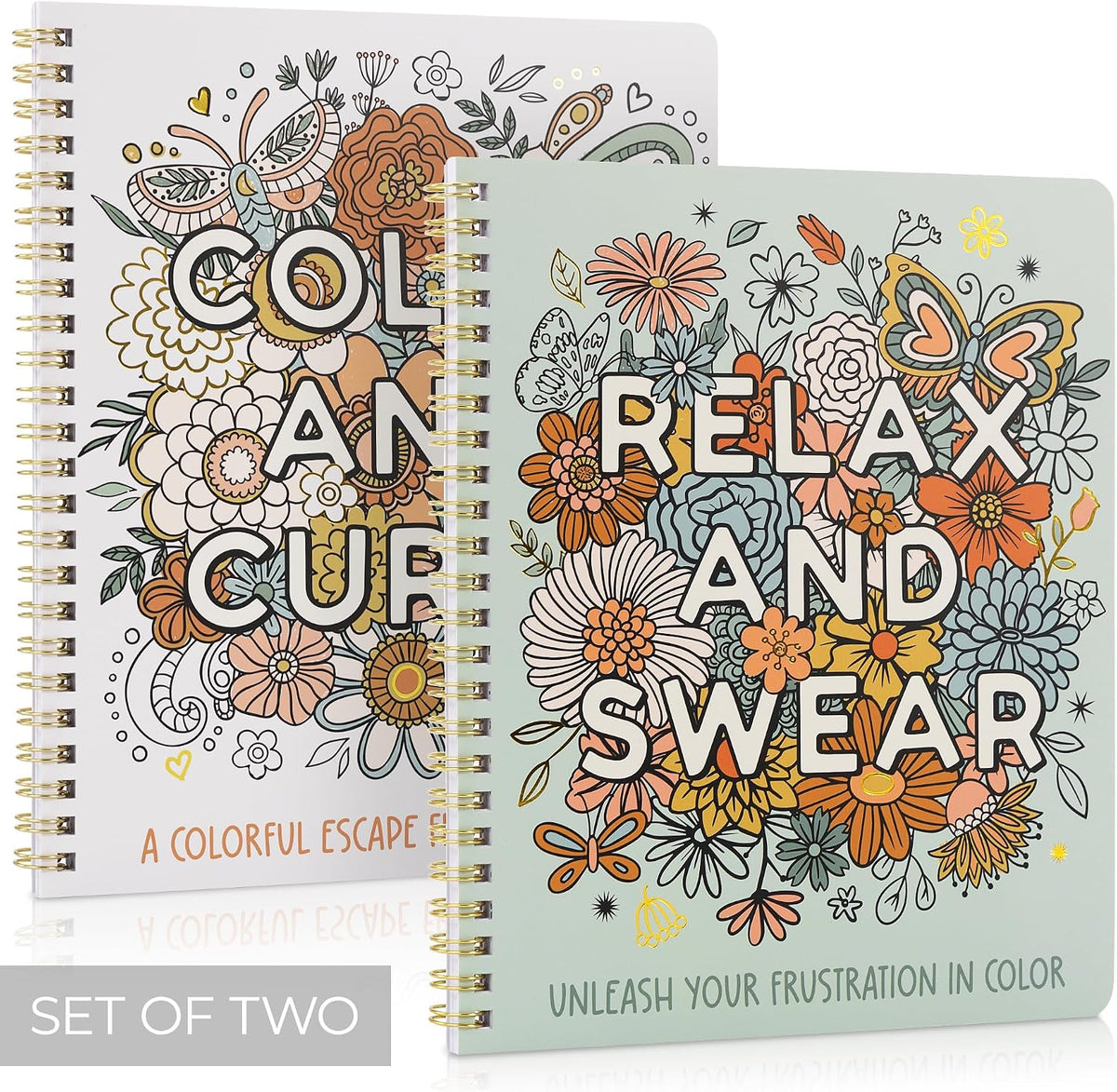 Beautiful Coloring Book Set of 2 – Travel-Friendly Coloring Companion for Hotel Nights and Business Trips, Lay-Flat Design