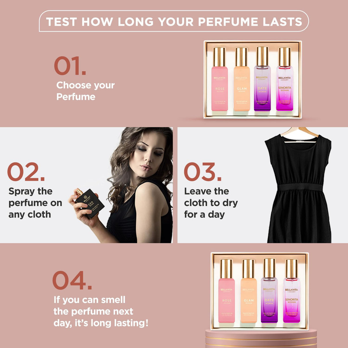 Bellavita EDP Quartet Box – Valentine's Day Gift for Wife, Date Night Ready Fragrance Variety