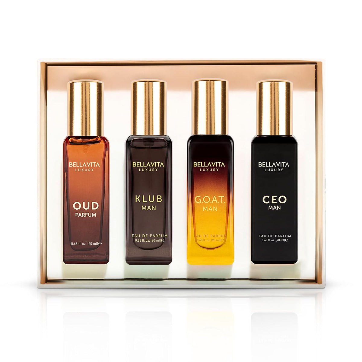 BellaVita Essential Men's Cologne Collection – Four Intentional 20ml Sprays Replacing a Crowded Shelf of Half-Used Bottles