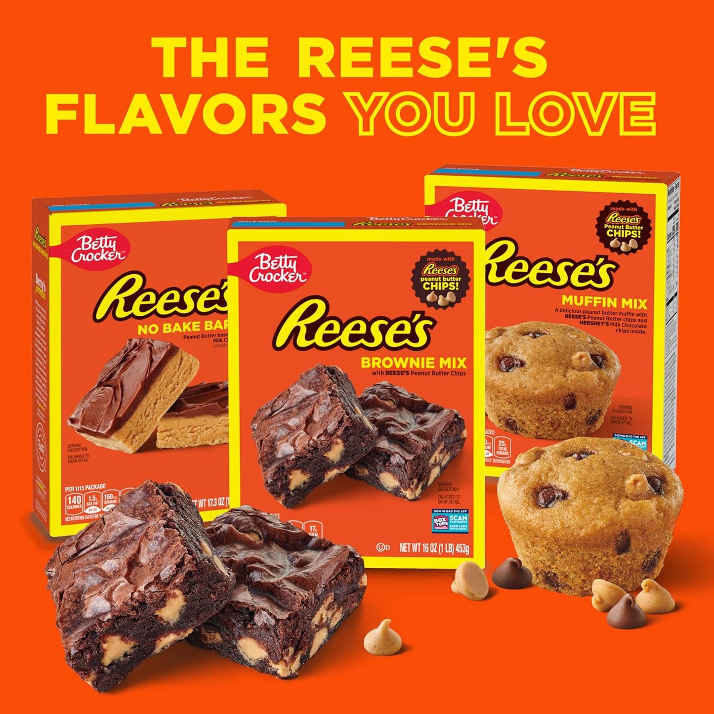 Betty Crocker REESE'S Peanut Butter No-Bake Bars – 20-Minute Office Dessert for Busy Workplace Schedules, 17.3 oz
