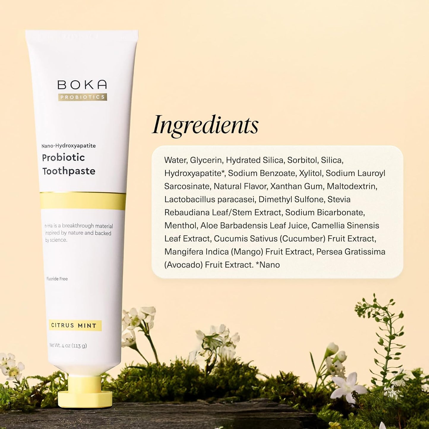 Boka Probiotic Toothpaste with Nano Hydroxyapatite – Biohacker Oral Care for a Calming Nighttime Wind-Down