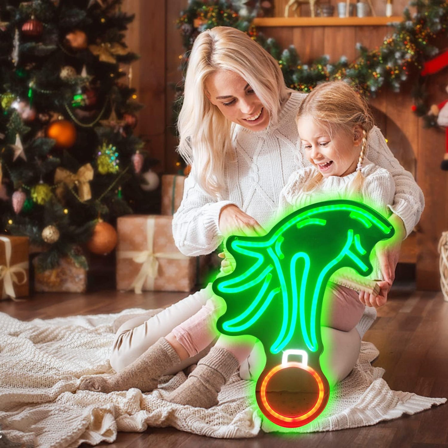 BrandName Christmas Neon Sign LED – No Flame No Smoke Festive Wall Light for Party Venue and Family Home, Dimmable Green