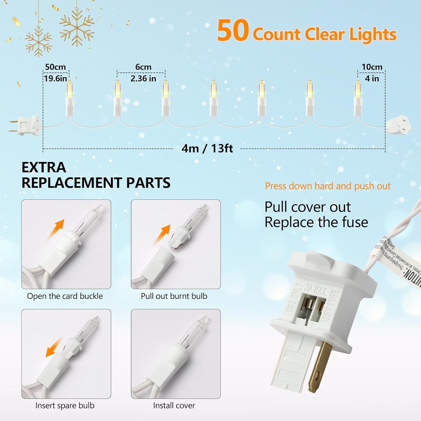 Brightown Incandescent Clear Bulb Lights 13ft White Cord – Soothing 2700K Light for Journaling Nook, Sleep Ritual & Restorative Home Atmosphere