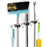 AceMining Broom Organizer with Hooks – Streamlined Wall Mount Rack for Tiny Homes and Restrained Modern Interiors