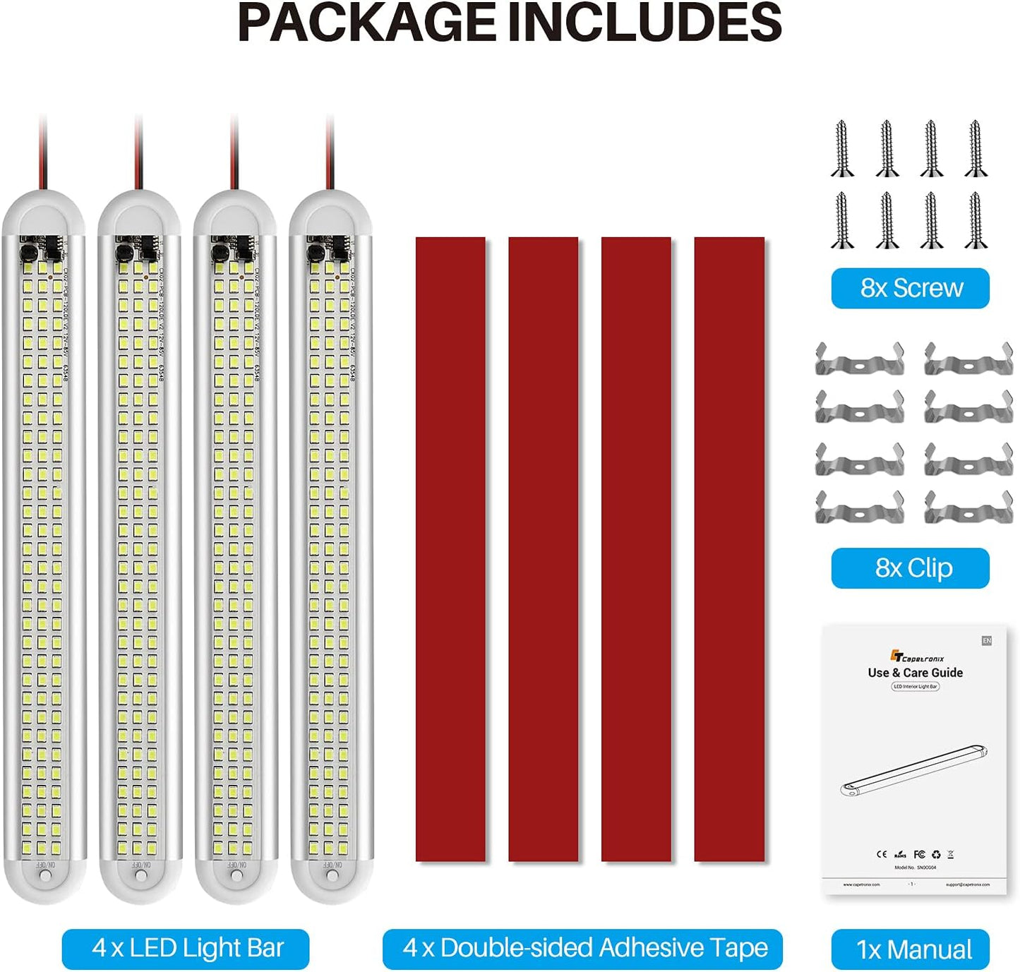 CT CAPETRONIX 120LED Interior Light – Smoke-Free, Flameless Strip for Truck Rest Stop and Pet-Safe Travel