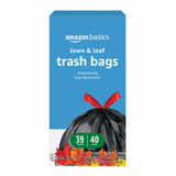 Amazon Basics Family-Safe Outdoor Trash Bags for Leaf and Brush Cleanup, 39 Gallon Drawstring, Unscented, 40 Count