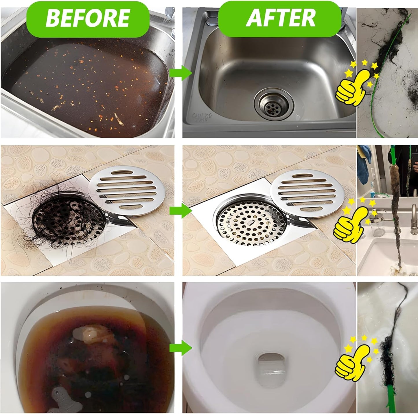 Drain Opener Wand - Safe Drain Cleaning Tool for Slow Bathroom Sinks, Ideal for Homes with Kids and Pets