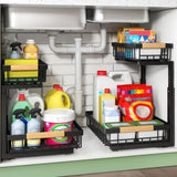 Kitstorack Under Sink Sliding Storage Rack for Efficient Home Office Routines, Heavy-Duty Bathroom Cabinet Organizer