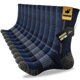 Niorasen Men's Crew Work Socks, 5 Pairs, Reinforced Cushioning for Mountain Trails and Weekend Camping