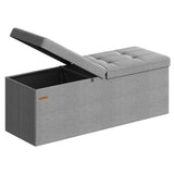 SONGMICS Folding Ottoman Bench – Holiday Gift Idea for New Homeowners in Two-Tone Dark Gray Finish