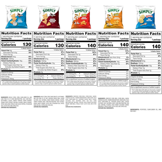 five-flavor mix including cheetos puffs, cheetos crunchy, doritos white cheddar, doritos cool ranch, and ruffles sea salted