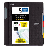 Five Star Advance Spiral Notebook + Study App for Dorm Room Productivity, 5 Subjects in One Notebook