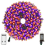XTF2015 Orange Purple Halloween String Lights, Eight-Mode Decorative Lighting for Home Interiors, Covered Porches, Dining Rooms, and Balconies