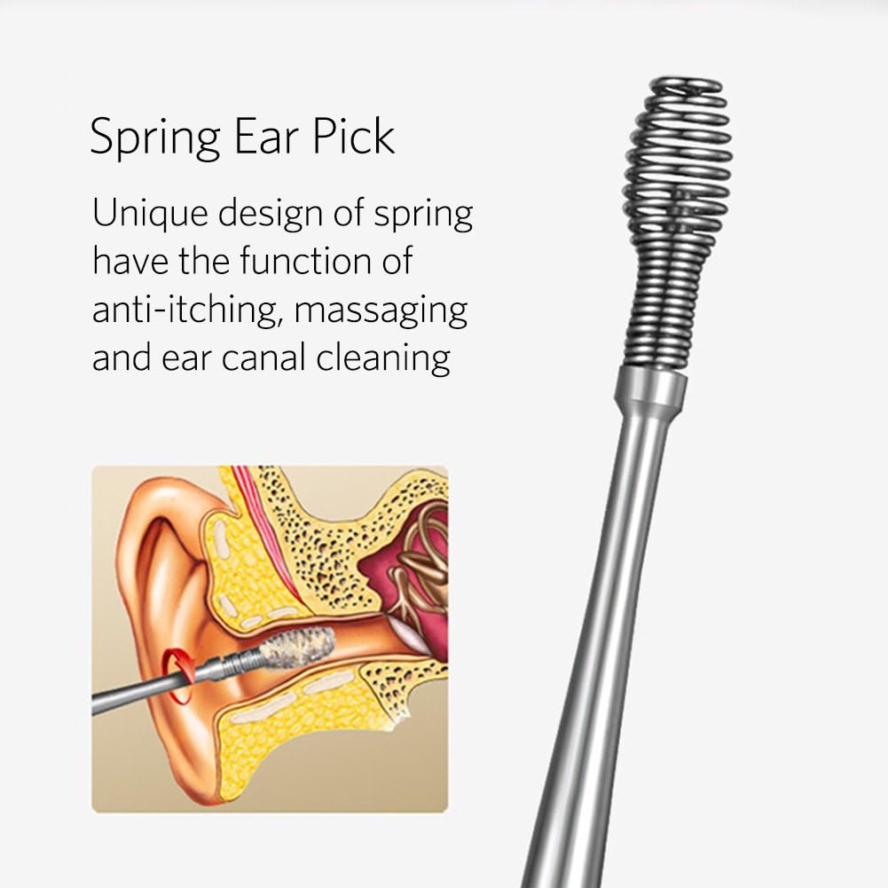 Geengle Ear Pick Set – Minimalist Personal Care Tool, 8 Stainless Steel Picks in a Clean Storage Box