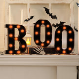 Halloween Marquee BOO Letters – Cordless Outdoor Tabletop Decor for Camping and Open Air Gatherings