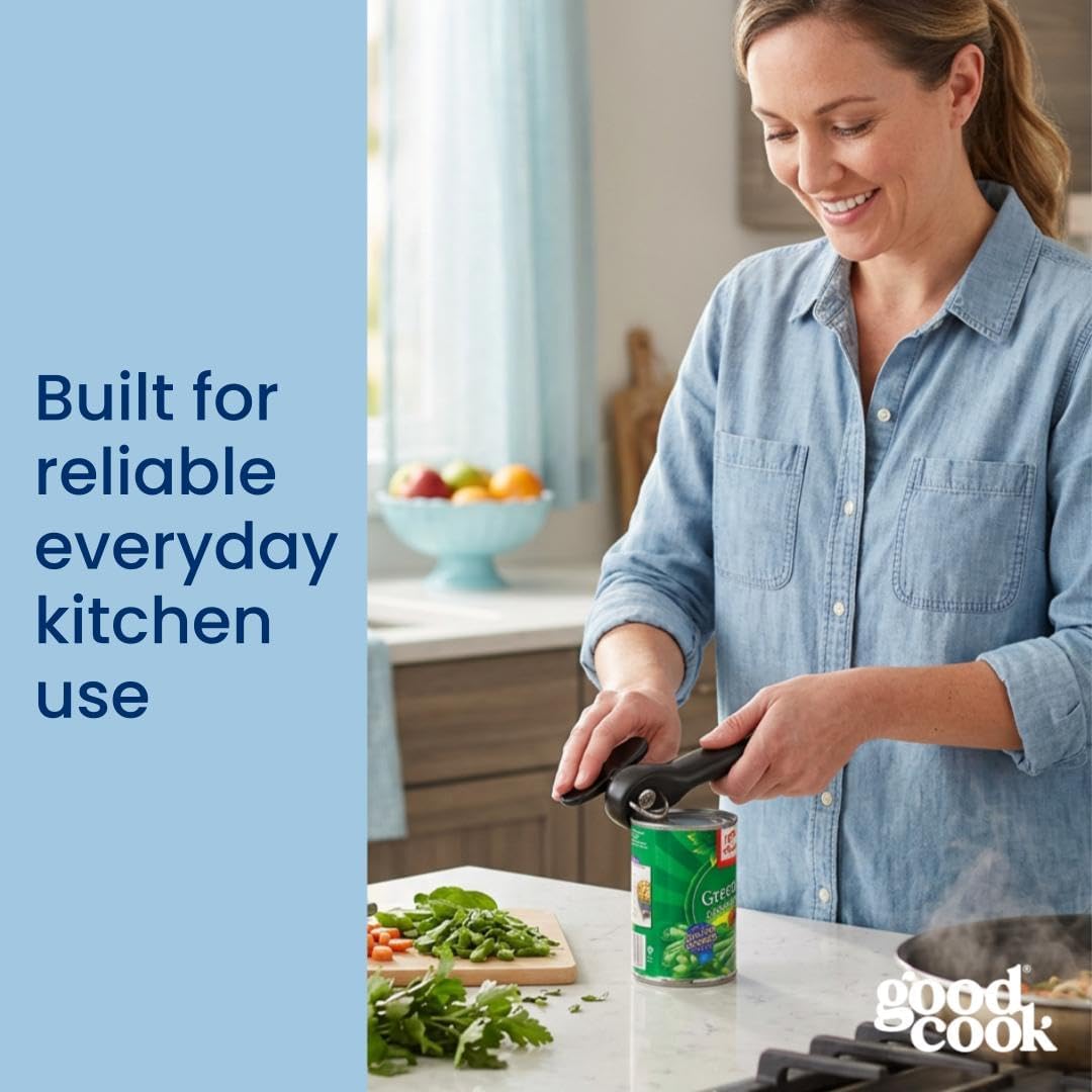 GoodCook Safe-Cut Can Opener with Easy Turn Knob – Arthritis-Friendly Hand Strength Helper, No Sharp Edges for Senior and Caregiver Use