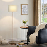 Minimalist Floor Lamp 60 Inches Tall, Tool-Free Assembly, Neutral Linen Shade and Foot Pedal Switch for Intentional Uncluttered Home and Apartment Living