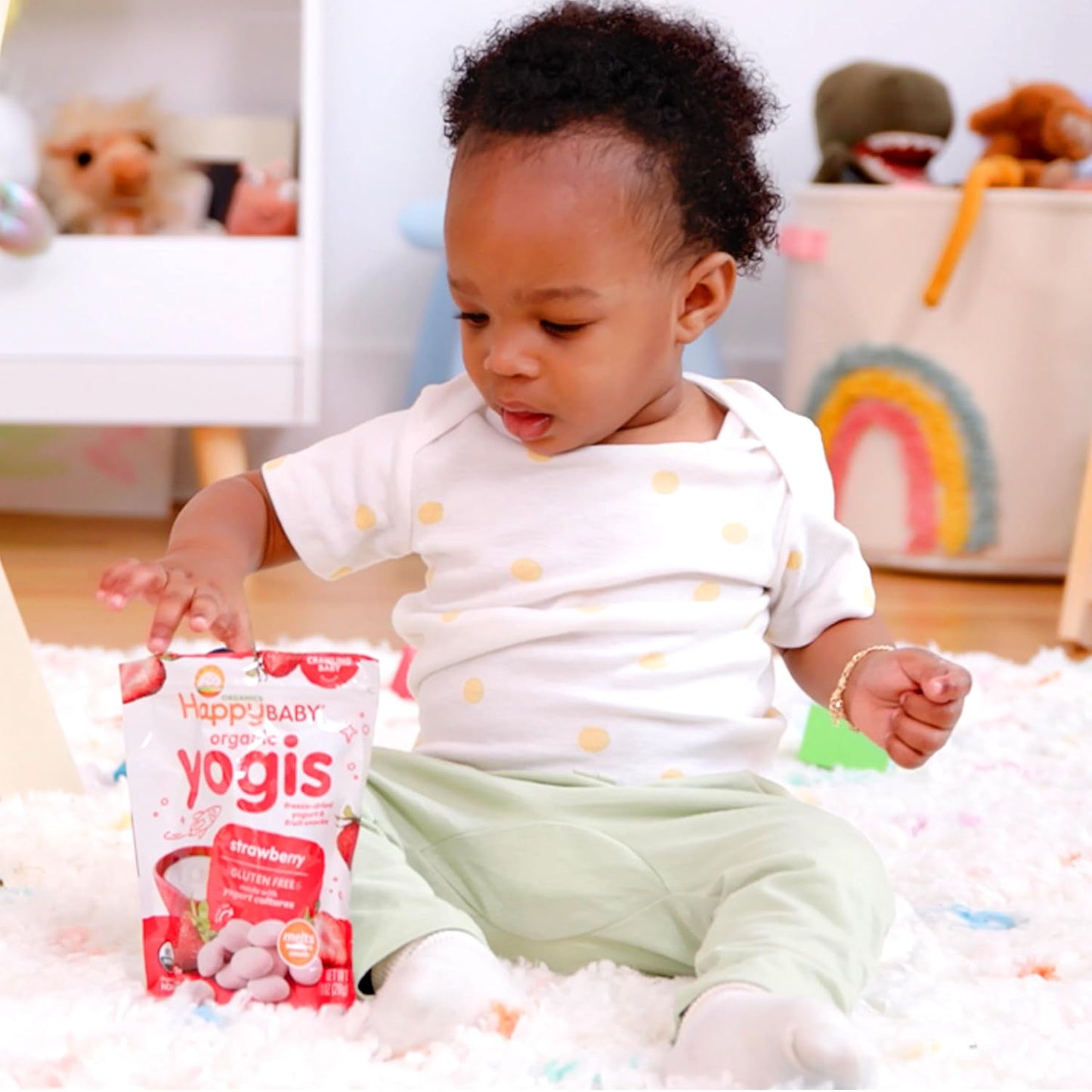 Happy Baby Organics Yogis Freeze-Dried Yogurt & Fruit – Baby-Led Weaning Snack for Crawlers, 1 oz Pouches Variety Pack