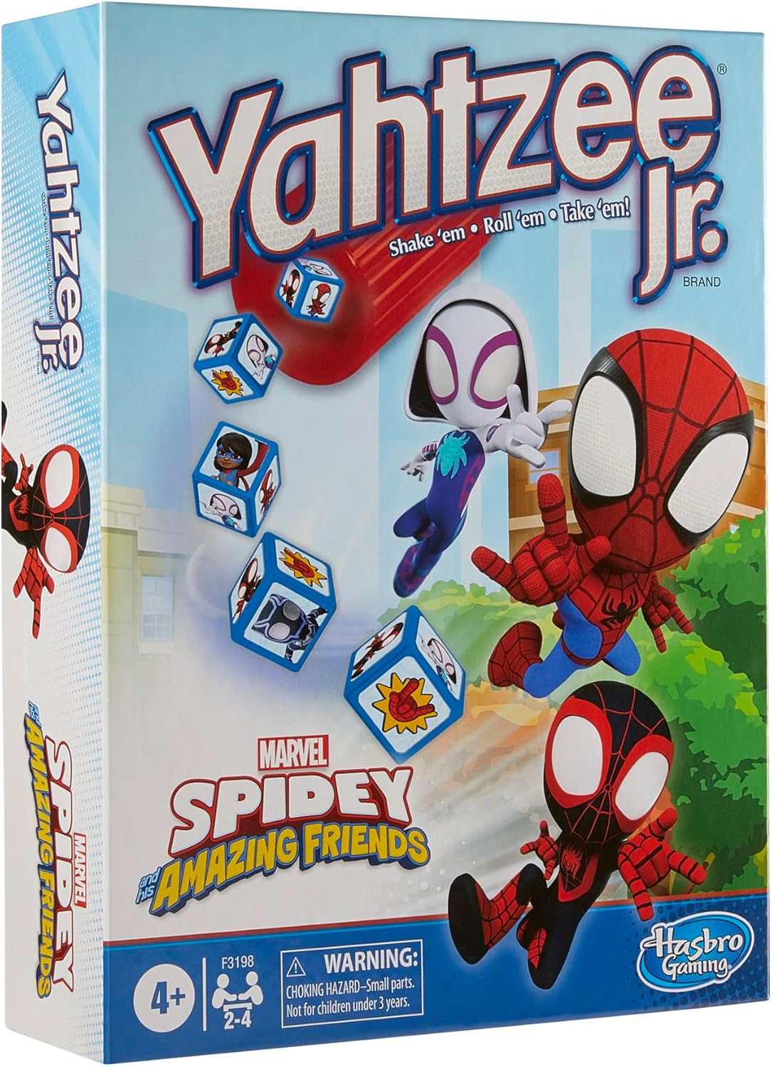 Hasbro Gaming Spidey and His Amazing Friends Yahtzee Jr. Marvel Edition Board Game – Safe Family Game for Playroom and Kids' Bedroom