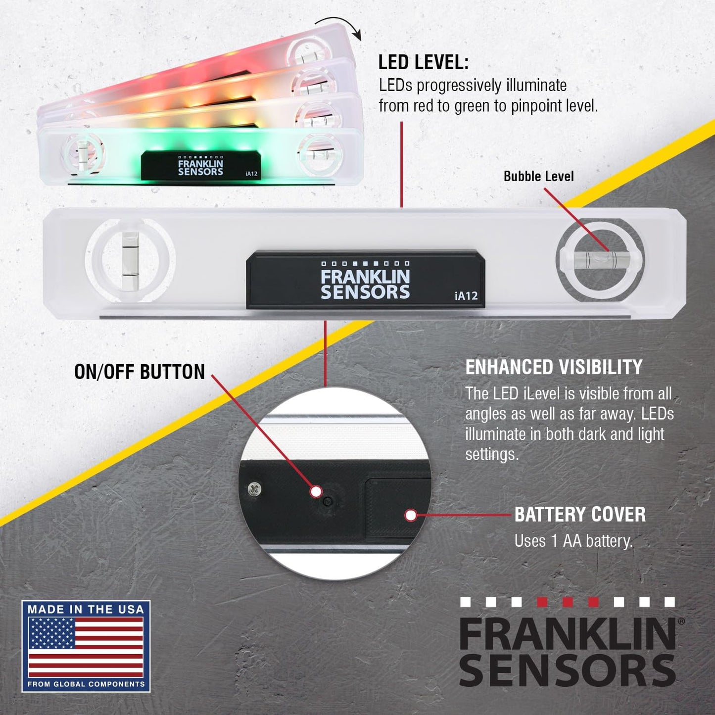 high-visibility lighting readable from above, below, and awkward angles