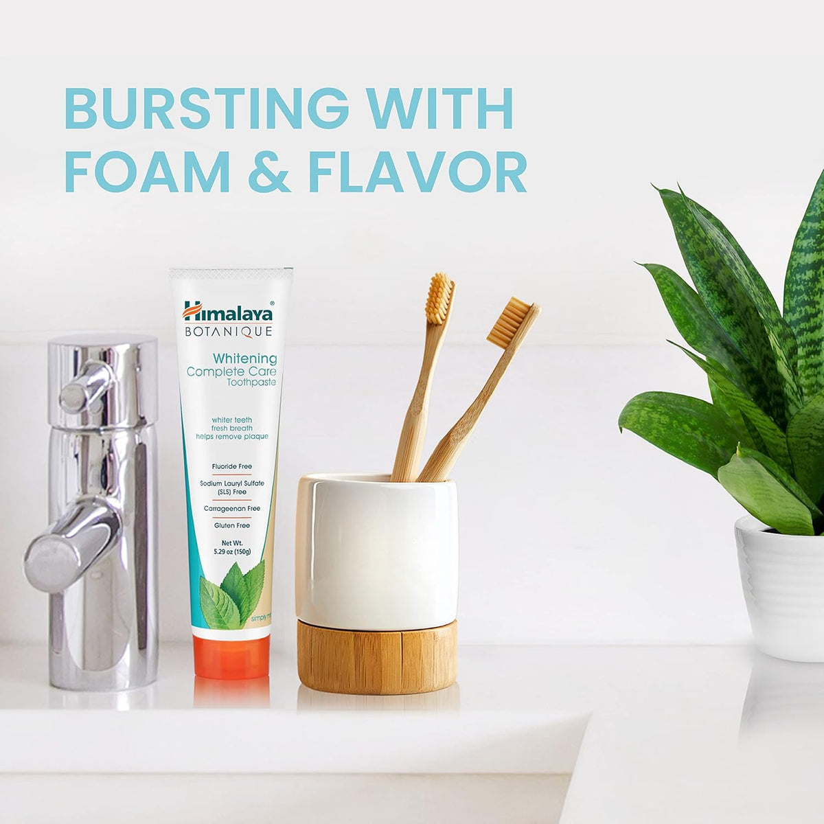 Himalaya Botanique SLS-Free Whitening Toothpaste – Neem and Xylitol Paste for a Holistic Bathroom Wellness Routine