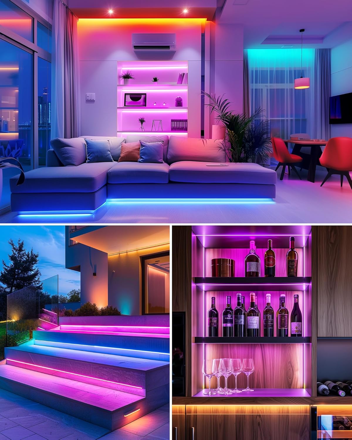 HitLights LED Strip Lights – Cozy Living Room Accent Lighting, Dimmable RGB Tape for Behind TV and Media Wall