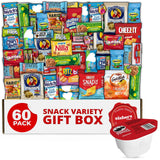 Snack Box Care Package Gift Box - Travel Snack Collection for Picnics, Tailgates, and Outdoor Gatherings, 60 Count