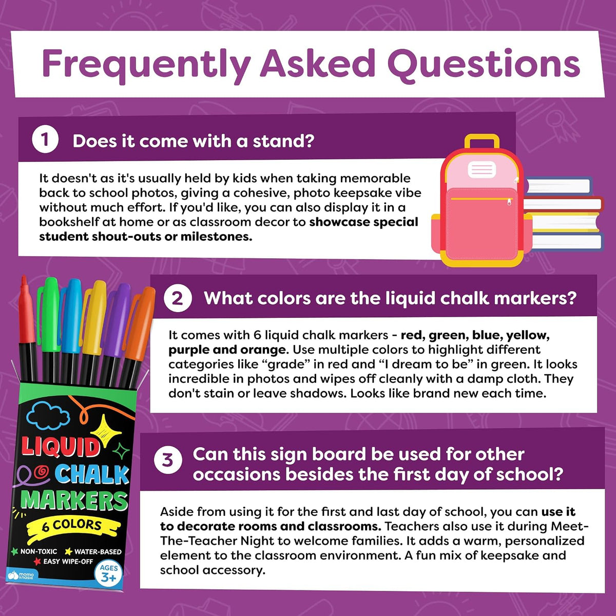 Homeschool Learning Supply, Reusable First Day of School Photo Board for Home Classroom and Milestone Documentation