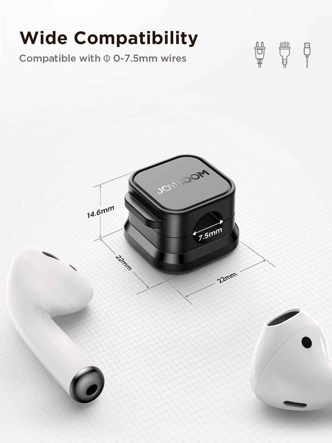 JOYROOM Desk Cable Organizer Clips for Remote Work, Pull Cord Through Without Opening the Holder for Quick Plug-In