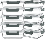 10 Pack Borosilicate Glass Lunch Boxes – Color-Matched Food Storage for Styled Countertops