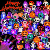 Stocking Stuffer and Party Favor Halloween LED Ring Set 50 Pack, Glow Toy Gift for Kids Trick or Treat Night