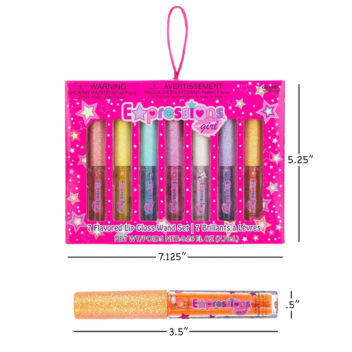 Kid-Safe Lip Gloss - 7pc Non-Toxic Fruity Scented Set for Sensitive Skin, Glitter Finish