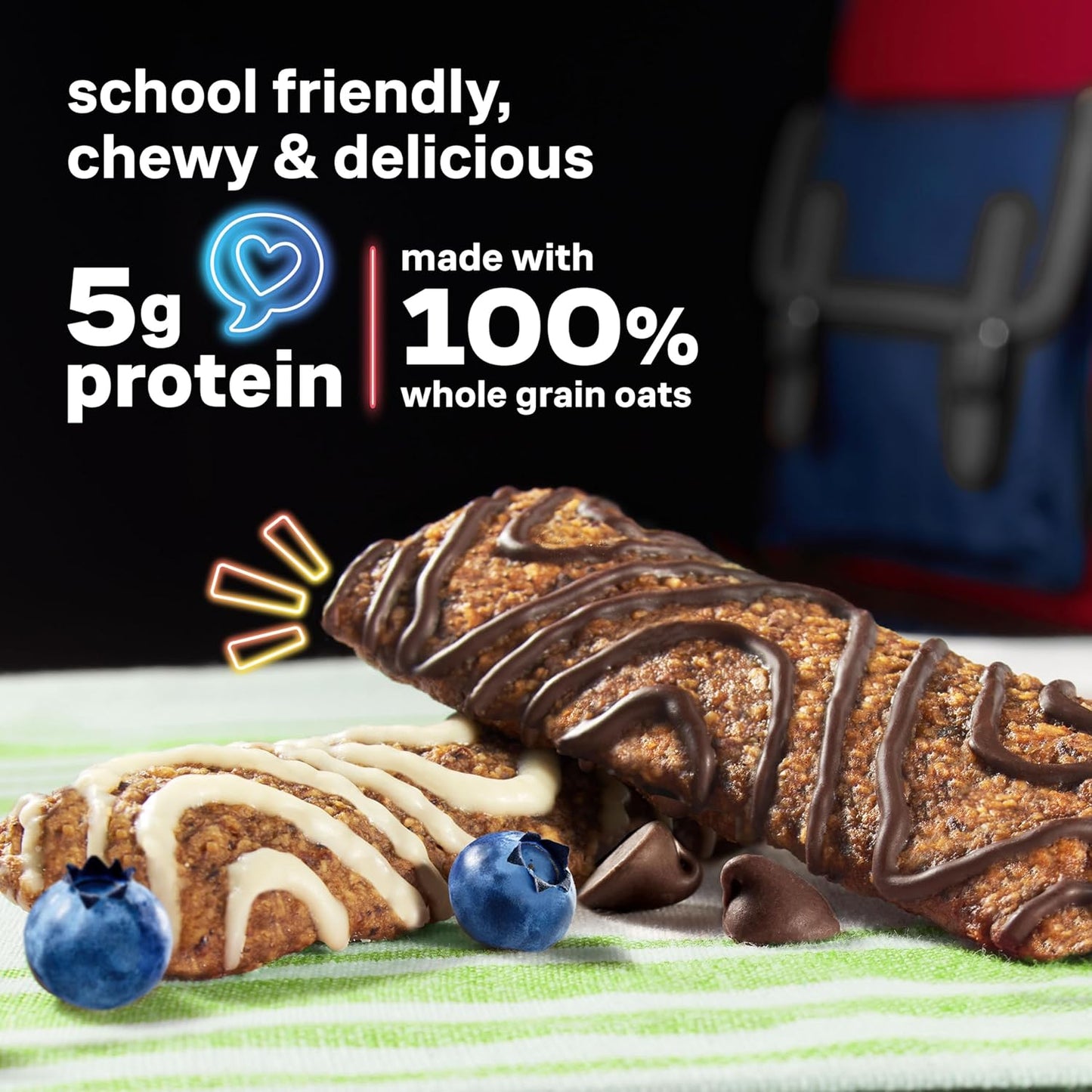 KIND Kids School Friendly Blueberry Muffin and Chocolate Chip Oat Bars Variety Pack – Nut-Free Lunchbox Snack for Nursery and Playdate Treats