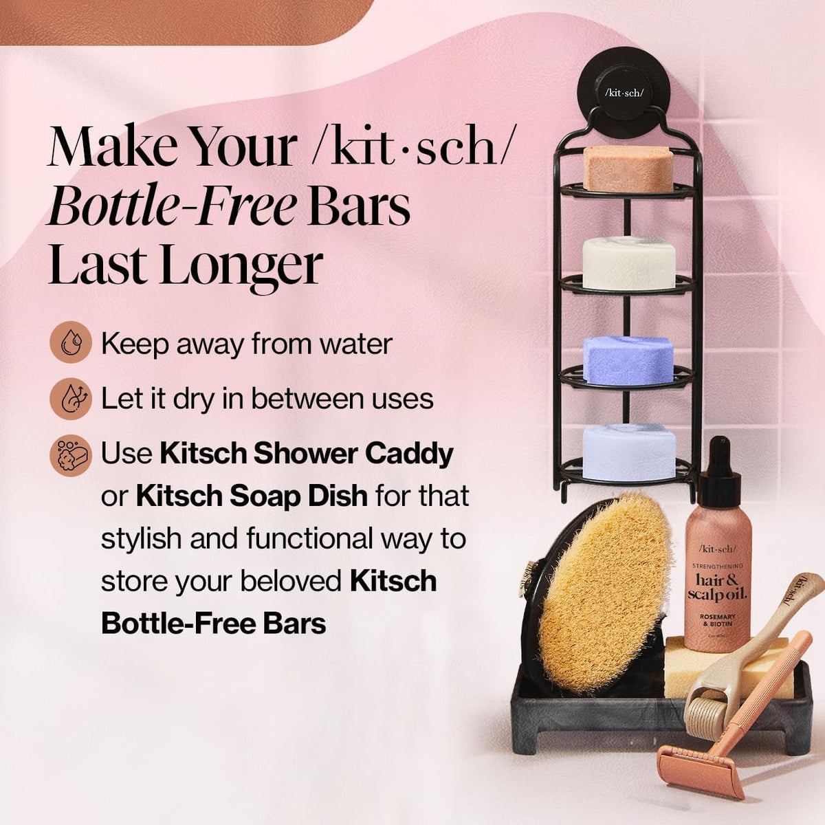Kitsch Shampoo and Conditioner Bar Duo – Calming Nightly Hair Care Routine for Sensitive Scalp and Color Treated Hair