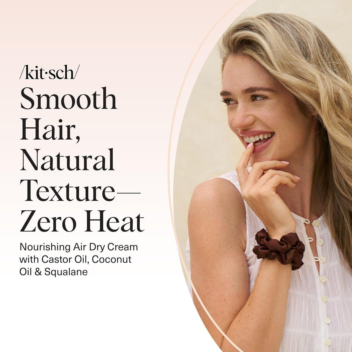 Kitsch Smoothing Air Dry Cream – Heat-Free Alternative to Flat Irons, Safe Styling for Thin Hair
