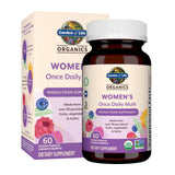 Garden of Life Organics Women's Once Daily Multivitamin, 30 Tablets for Travel and Home Use