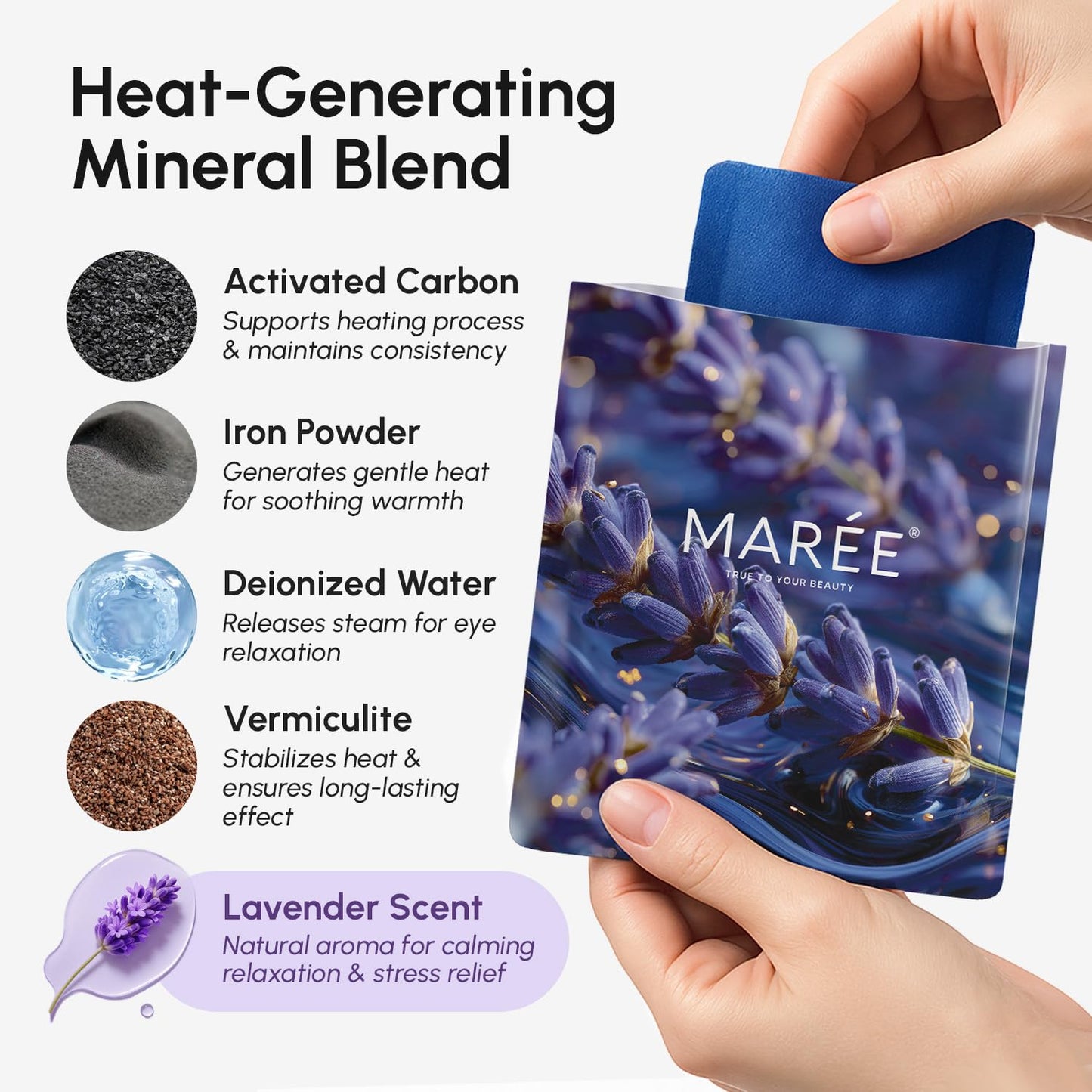 MAREE Steam Eye Mask for Meditation and Yoga Recovery – Self-Heating Lavender Compress for Stress Relief Evenings