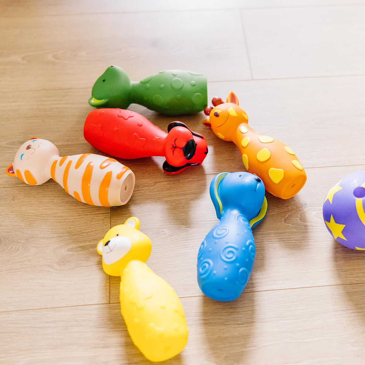 Melissa & Doug Animal Bowling Friends Portable Toddler Bowling Set, Outdoor and Indoor Play for Sunny Backyard Days